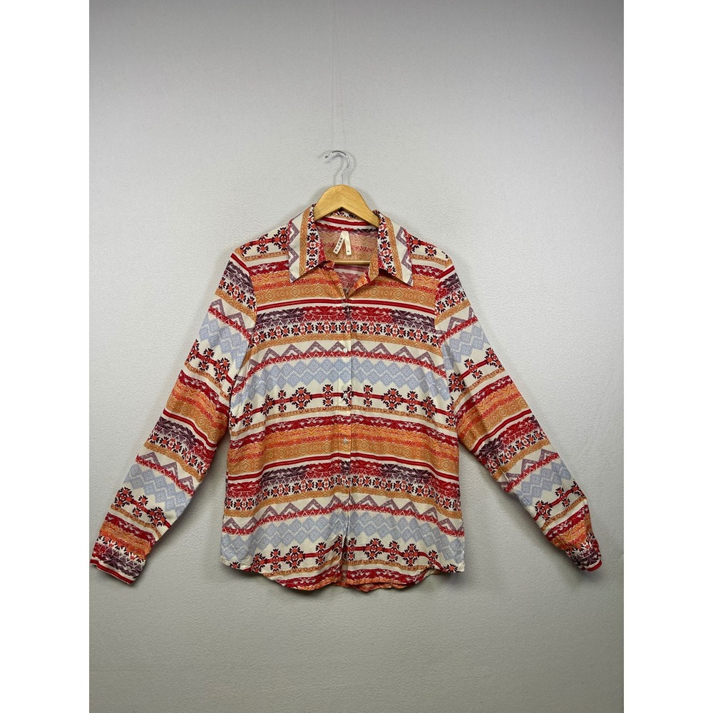 Roper Southwestern Aztec Western Womens XL Multicolor Rayon Button Down Shirt